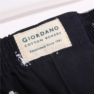 佐丹奴（Giordano） 内衣男式内裤 棉质印花大裤衩平底四角裤01177139  96黑色3 大码(175/84A)