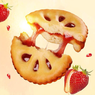 美丹 饼干蛋糕 果酱夹心饼干 真果料 早餐 休闲零食 草莓味 210g