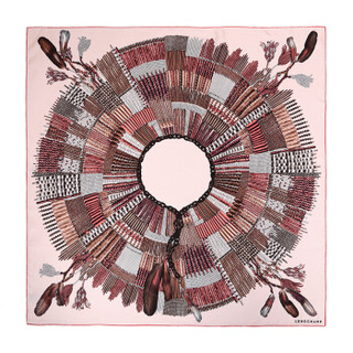 LONGCHAMP 珑骧 2019新品 女士COLLIER MASSAI系列柔粉色多色项链图案丝质方巾丝巾围巾 6379 SOI 133