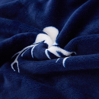 意尔嫚 毛毯家纺 加厚法兰绒毯子 珊瑚绒午睡空调毯水晶绒毛巾被盖毯 冬季床上床单 200*230cm 鹿头蓝