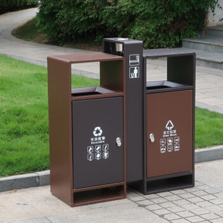 迪恩斯户外垃圾分类垃圾桶环保分类垃圾箱室外双桶60升大号镀锌板 D-162