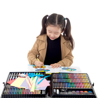 儿童画笔 黑色228件套 画画套装蜡笔水彩笔绘画文具工具盒美术学生礼物学习用品绘画笔礼盒装彩色笔