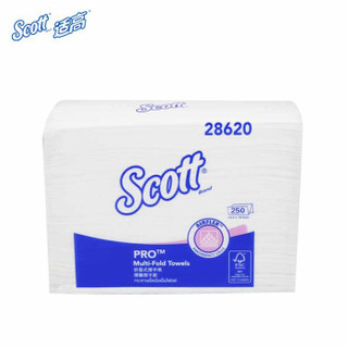 SCOTT商用纸28620折叠式擦手纸抽取式纸餐巾纸 250张/16包/箱