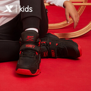 特步儿童篮球运动鞋高帮专业19年新款男童中大童鞋球鞋 681415129112 黑红 37