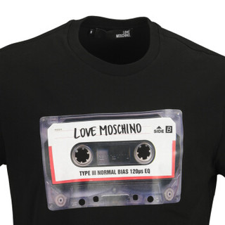 LOVE MOSCHINO 莫斯奇诺 黑色圆领短袖T恤衫 M 4 732 4J E 1811 C74 M 男款