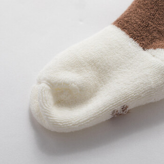 威尔贝鲁（WELLBER）婴儿袜子宝宝秋冬地板袜加厚毛圈袜3双装学院风12-14cm