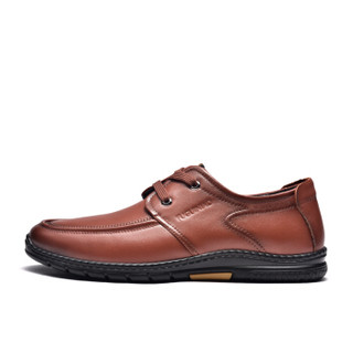 富贵鸟（FUGUINIAO）商务休闲鞋商务男鞋系带英伦男士休闲皮鞋A993702 棕色 44
