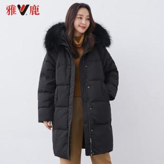 yaloo/雅鹿 YX61U5531 2019冬季加厚羽绒服女士新款保暖外套中长款大毛领羽绒 黄色 M