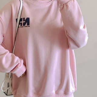 MAX WAY 女装 2019年秋冬新款大码秋孕妇上衣中长款t恤卫衣套装QDmw0553 粉色套装 L