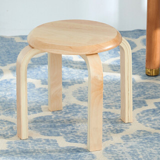 爱必居 家用小凳子实木矮板凳换鞋凳圆凳 曲木原木色