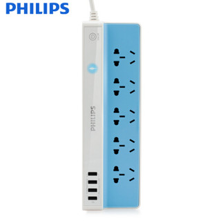 飞利浦（PHILIPS）USB智能插座插线接线拖线板插排多功能触摸开关高端排插全长3米5孔位