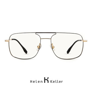 海伦凯勒防蓝光眼镜男女款 金属全框双梁复古大框眼镜框 平光电脑护目镜 防护眼镜 HP2101黑框C01
