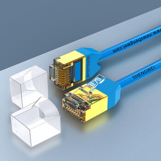 胜为（shengwei）七类网线 CAT7类纯铜屏蔽超细线 高速万兆电脑路由器成品家用网络连接跳线1.5米 蓝LC-1115C
