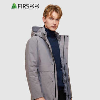 杉杉（FIRS）羽绒服男 经典防风轻薄中长款商务休闲夹克外套 XQHY8717800-5灰色 2XL(185/100A)