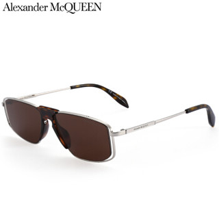 开云眼镜 亚历山大.麦昆（ALEXANDER MCQUEEN） 男款墨镜 棕色镜片银色镜框 太阳镜 AM0198S 003 57mm