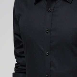 猫人（MiiOW）衬衫 男士商务休闲纯色加绒加厚保暖长袖衬衣A180-5618A黑色加绒M