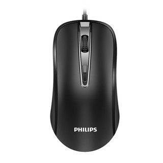 PHILIPS 飞利浦 SPK7214 静音版 有线鼠标 1600DPI 黑色