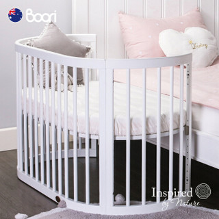 Boori奥西斯榉木婴儿床婴儿圆床新生儿双胞胎床多功能床实木拼接大床   椭圆床+原装床垫