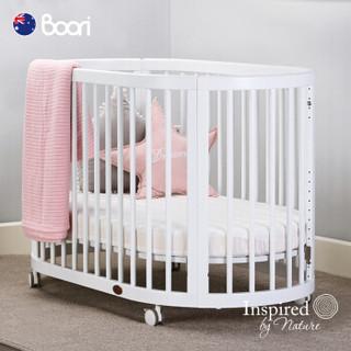Boori奥西斯榉木婴儿床婴儿圆床新生儿双胞胎床多功能床实木拼接大床   椭圆床+原装床垫