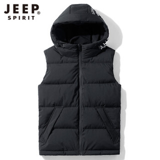 吉普 JEEP 马甲2019男士冬季新款连帽纯色短裤羽绒马甲 D19019 红色 3XL