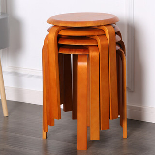 施豪特斯（SHTS） 凳子 实木圆凳板凳休闲椅子餐椅(四只）ST-9820 蜜糖色