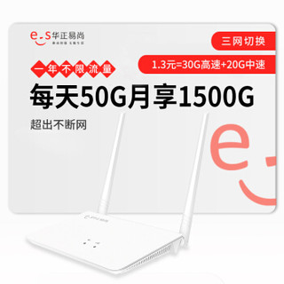 移动4G无线路由器 三网通CPE 企业家用 随身随行车载WIFI 无限流量上网卡 SIM免插卡热点 华正易尚 一年套餐