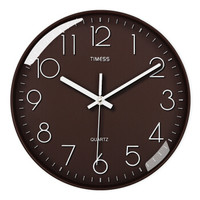 Timess 挂钟 钟表客厅时钟卧室石英钟挂表静音细边设计P29-7全咖啡色