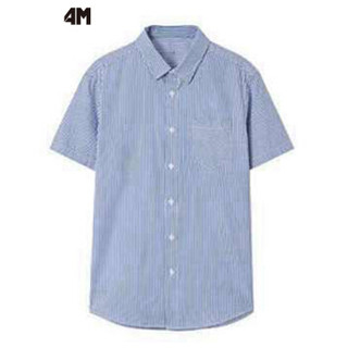美特斯邦威邦集团旗下4M 男短袖衬衫夏季基础潮流条纹显瘦短袖 610306 蓝色组 185/104B