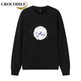 鳄鱼恤（CROCODILE）加绒卫衣 男士2019秋冬时尚潮流休闲修身卫衣 A037-KL2108 黑色 L