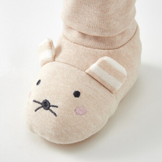 威尔贝鲁(WELLBER)婴儿脚包宝宝夹棉卡通鞋子保暖秋冬脚包小老鼠0-8M