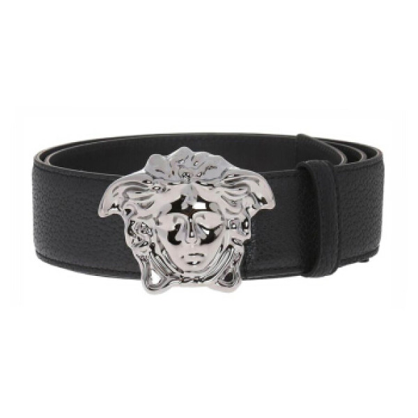 商品范思哲 versace 范思哲 奢侈品 男士黑金色扣头牛皮板扣式皮带