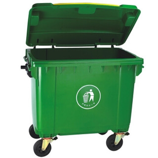 五月花 加厚物业小区户外公用 商用塑料带盖环卫物业垃圾桶 660L WYH-660B-3  颜色随机发出