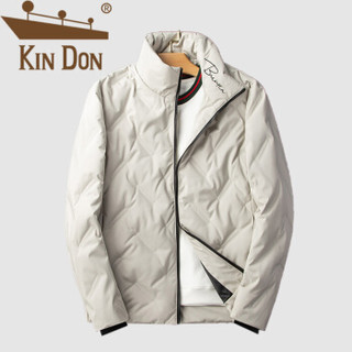 金盾（KIN DON）羽绒服 男2019冬季新款休闲百搭韩版潮流立领加厚保暖领口刺绣外套 D220-B750 杏色 M