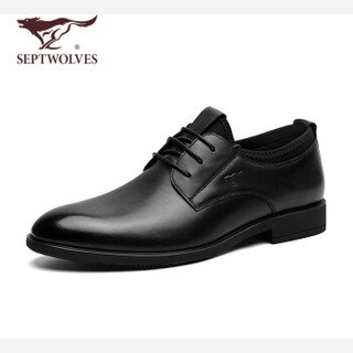 七匹狼（SEPTWOLVES）男鞋商务正装鞋男士系带英伦结婚皮鞋8393038126黑色38