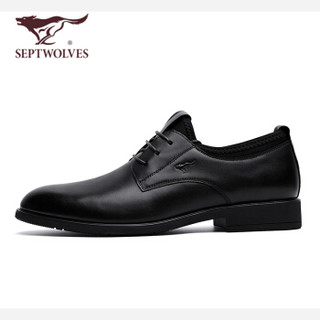 七匹狼（SEPTWOLVES）男鞋商务正装鞋男士系带英伦结婚皮鞋8393038126黑色38