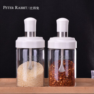 比得兔（Peter Rabbit）玻璃调料瓶 盖勺一体密封防潮调料盒罐 家用调料器皿300ml 单个装PR-T1206