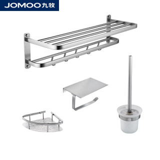 九牧 JOMOO 太空铝挂件套餐 浴室置物架浴巾架毛巾架厕所刷浴室组合9394014