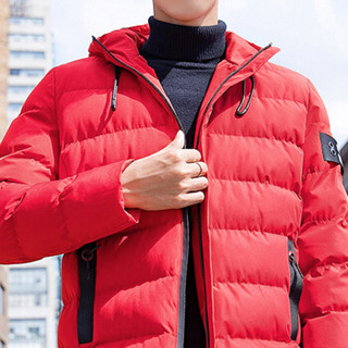 南极人（Nanjiren）棉服男时尚保暖棉衣连帽修身外套棉袄 NJR9920MF红色 3XL码