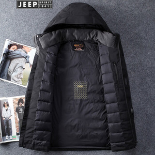 吉普(JEEP)羽绒服男青年男士连帽百搭保暖外套2019冬季男装863072 绿色 M