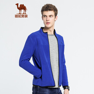 骆驼（CAMEL）男装 青年时尚纯色立领针织外套休闲夹克外套男D8Q265312彩蓝XL