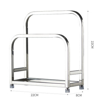 溢彩年华 厨房置物架 出口品质304不锈钢储物架收纳架砧板架22*8*22CM  YCI7019
