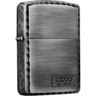 之宝(Zippo) 防风打火机 三面圣十字波纹边Zippo在侧-3 拉丝蚀刻凿边 ZBT-3-27c