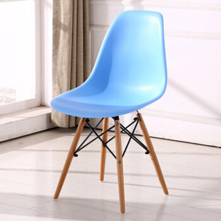 百思宜 现代简约书桌椅家用餐厅靠背椅电脑椅凳子实木北欧餐椅 伊姆斯椅 天蓝色