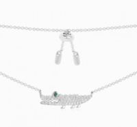 APM 热带雨林银色鳄鱼项链S925银镶晶钻毛衣链锁骨链 链长约42-65cm(可调节) 银色鳄鱼项链