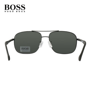 HUGO BOSS 雨果博斯 男款黑色镜框黑色镜腿灰色镜片眼镜太阳镜 0855/F/S YZ26E 61MM