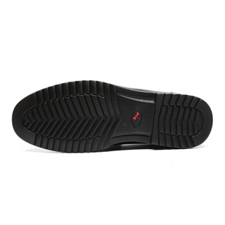红蜻蜓（ RED DRAGONFLY ）男棉鞋圆头平底套脚皮鞋加绒舒适商务休闲低跟男单鞋 WTD91431/32 黑色 41
