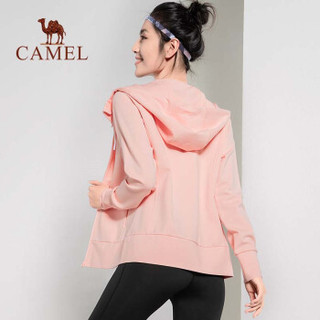 骆驼 CAMEL Y9W1U8607 骆驼女士长袖连帽运动外套  女士修身显瘦透气户外出行瑜伽服饰 珊瑚粉 M