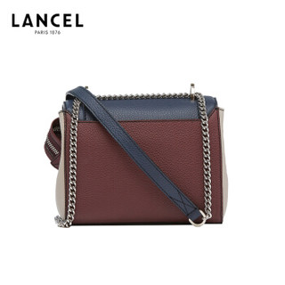 LANCEL 兰姿 NINON 法国 奢侈品 女包 单肩斜挎 手提包 小号 藏青色/酒红色 牛皮革 A09221YDTU