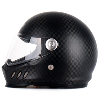 YEMA 野马 836S碳纤维电动摩托车头盔全盔个性酷机车复古跑盔安全帽男女 四季通用 XL码 亚黑