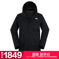 北面 The North Face   2019秋冬新品冲锋衣羽绒内胆防水防风保暖户外三合一 3L8O 黑色 XXL